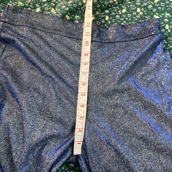 NWT Shasa Shiny Wide Leg Pants Womens L Pull On Blue Sparkling Rave Disco - Picture 11 of 13